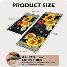 2 Pieces Anti-Fatigue Non-Slip Comfort Standing Kitchen Rugs 17.3x28+17.3x47 Black