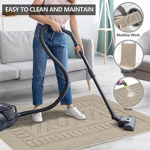 Machine Washable Non-Slip Rubber Backing Entrance Rug, Low Profile Absorbent Dirt Trapper Doormat