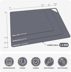 Plastic Cutting Boards for Kitchen, WK Flexible Cutting Board Mats, Thin Cutting Board Sheets, Dishwasher Safe, BPA Free, Multi Sizes