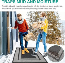 Durable Machine Washable Dirt Trapper Door Mat, Non Slip Absorbent,Low Profile Area Rug for Entrance, Inside, Kitchen, Patio,Laundry Room