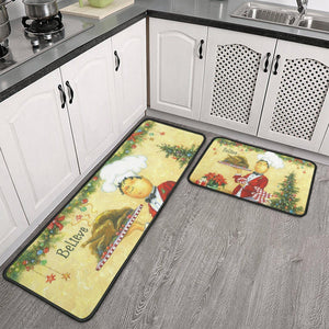 Set of 2, Farm Rooster Kitchen Mat, Seasonal Holiday Cooking Sets Washable Non-Slip Floor Mats for Home Kitchen Decor - 17x29 and 17x47 Inch