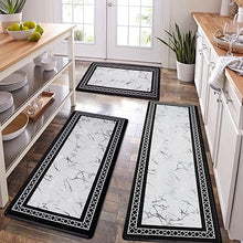 Anti-Fatigue Black and White Modern  Non Slip Washable, Cushioned Kitchen Mats, 18 x 30 Inch