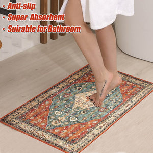 2 PCS Boho Super Non-Slip, Non Skid Washable Kitchen Rugs and mats - (17"x 47" and 17"x 30")