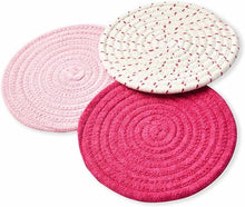 Kitchen Pot Holders Set Trivets Set 100% Pure Cotton Thread Weave Hot Pot Holders Set (Set of 3) Stylish Coasters, Hot Pads, Hot Mats, Spoon Rest for Cooking and Baking by Diameter 7 Inches (Blue)