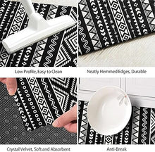 2 Piece Washable Non-Slip Black Boho Kitchen Mats