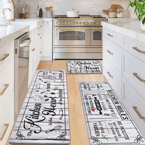 2 Piece Anti Fatigue Farmhouse Kitchen Mat Set - 17'' x 47'' + 17'' x 30''