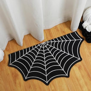 Halloween Door Mat Spider Web Doormat Halloween Rug Non Slip Goth Bath Mat Witchy Goth Rugs for Bathroom Kitchen Living Room Indoor Outdoor Fall Halloween (Spider, 17.72 x 29.53 Inch)