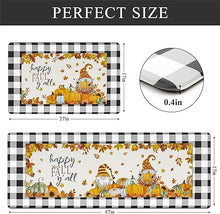 Anti Fatigue Kitchen Rugs Set of 2, Non Slip Waterproof Kitchen Rugs and Mats Sets Thick Cushioned Kitchen Mats, Thanksgiving Buffalo Plaid Pumpkin Gnomes Kitchen Mats for Office Home