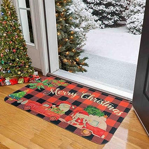 Christmas Door Mat Buffalo Plaid Rug, Welcome Christmas Outdoor