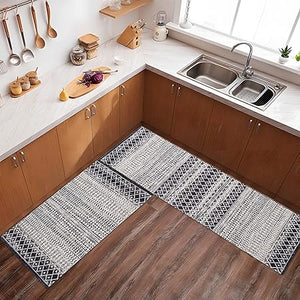 Sets of 2 Large Door Rugs Non Slip Decor Bohemian Mat Retro Fuzzy handwash Pads 47x17 in