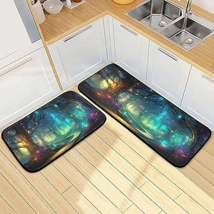 Fairy ForesT Cushioned Anti Fatigue Non Slip Waterproof Kitchen Mats, 19.7"×27.6"+19.7"×47.2"