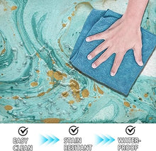 Set of 2, Anti-Fatigue Cushioning Comfortable Standing Teal Turquoise Abstract Marble Design Kitchen Mats