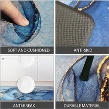 Cushioned Anti Fatigue Set of 2 Abstract Marble Waterproof Non Slip Waterproof Non Slip Kitchen Floor Mat Comfort Memory Foam Standing Mat for Kitchen Floor, Blue