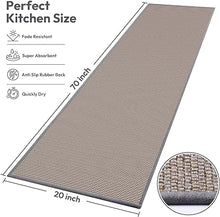 Nonskid, Washable,Absorbent Kitchen Runner Rug for in Front of Sink,Entryway,Hallway,Rubber Backing Indoor Door Mat,Farmhouse Style Standing Mat,17.3"x60",Brown