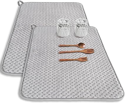 Dish Drying Mat For Kitchen Counter, Absorbent Microfiber Dishes