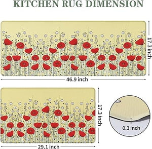 Non Slip Sets of 2, Cushioned Anti Fatigue Kitchen Mats for Floor, Non Skid Washable