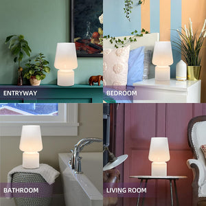 Battery Operated Table Lamps, with LED Bulb (Cream White)