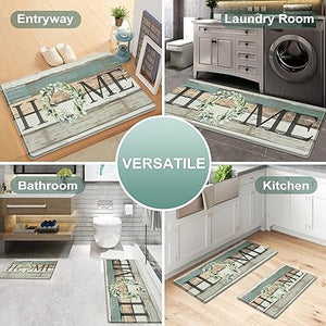 Farmhouse Anti Fatigue Kitchen Mats for Floor 2 Piece Set Cushioned Kitchen Rugs