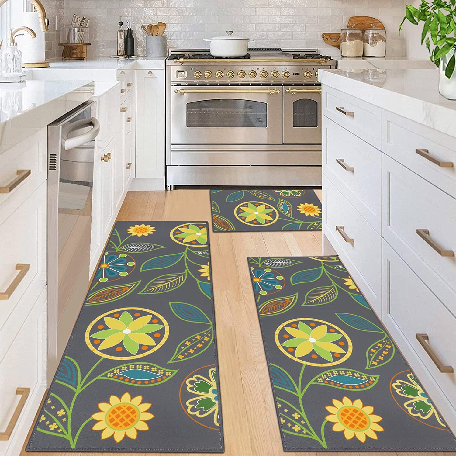 Ornament Sunflowers Floor Runner Rugs Long Kitchen Mat Kitchen