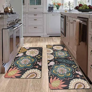 Set of 2 Non Skid Kitchen Mats for Floor Cushioned Anti Fatigue Kitchen Floor Mats Waterproof Comfort Mats for Standing Sink Laundry, 17.3"x28"+17.3"x47"/0.4inch