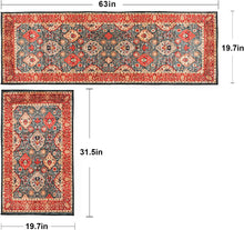 Set of 2 Non-Slip Bohemian Kitchen Runner Rug 63*19.7/31.5*19.7