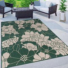 Modern Floral Flowers Textured Flat Weave Easy Cleaning Outdoor Rugs