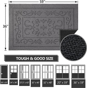 Machine Washable Non-Slip Rubber Backing Entrance Rug, Low Profile Absorbent Dirt Trapper Doormat