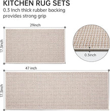 Non Skid Washable Set of 2 PCS, Absorbent Runner Rugs for Kitchen, Front of Sink, Kitchen Mats for Floor, 17.3"x 47"+17.3"x 29" (Black)