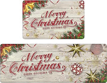 Anti Fatigue Non-Slip Christmas Memory Foam Thick Cushioned Waterproof Wipeable Kitchen Mat Set of 2, 17"×28" and 17"×47"