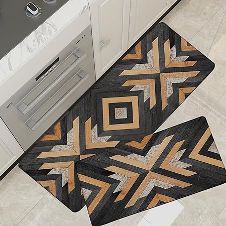 Kitchen Mats,Boho Vintage anti Fatigue Kitchen Rugs Sets of 2,Non Slip  Waterproo