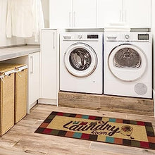 Machine Washable Checkered Border Laundry Room Rug Non-Slip Rubberback 2x3 Laundry Area Rug