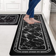 Anti-Fatigue Black and White Modern  Non Slip Washable, Cushioned Kitchen Mats, 18 x 30 Inch