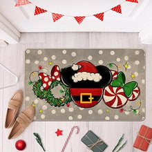 Non-Slip Christmas Believe Mouse Wreath Red Decorative Front Door Mat, 17x29 Inch