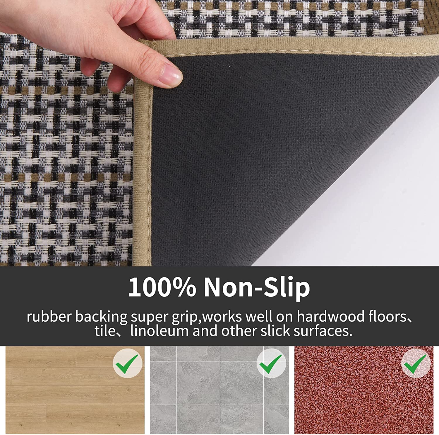 Non-Slip Area Rug Pad, Anti Skid Carpet Mat, Kitchen Rug Super