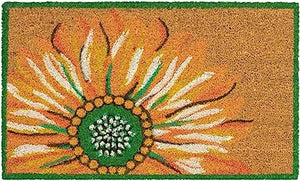 Natura Door Mat - Novelty Designs, Durable Natural Coir & Vinyl Back, Long Lasting Color, Foyers, Porches, Patios & Decks, Sunflower, 1'6" x 2'6"