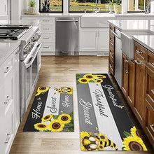 2 Piece Washable Non-Slip Black Boho Kitchen Mats