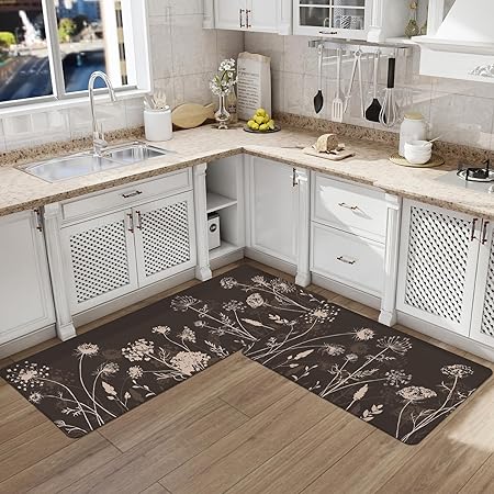  Kitchen Rug,Magical Moon Abstract Molecular Scattering Sea  Level Drifting Moon Fragments in Dark Earth Night,Waterproof Non Skid  Washable Soft Kitchen Mat Comfort Floor Mats Rugs : Home & Kitchen