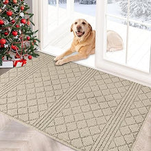 Machine Washable Non-Slip Rubber Backing Entrance Rug, Low Profile Absorbent Dirt Trapper Doormat