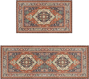 Sets of 2 Large Door Rugs Non Slip Decor Bohemian Mat Retro Fuzzy handwash Pads 47x17 in