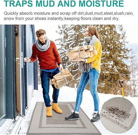 Indoor Outdoor Mud Dirt Moisture Trapper Door Mat Non-Slip Rubber