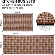 Non Skid Washable Set of 2 PCS, Absorbent Runner Rugs for Kitchen, Front of Sink, Kitchen Mats for Floor, 17.3"x 47"+17.3"x 29" (Black)