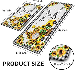 Anti Fatigue Coastal Rugs Beach Theme Fish Pattern Waterproof Non-Slip Ergonomic Comfort Standing Mat for Sink Laundry Bedroom,17.3 x28+17.3 x 47 Inch, PVC, Blue