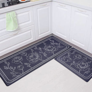 Set of 2- Cushioned Anti Fatigue Kitchen Mat 17"x47"+17"x29",