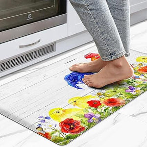 Non Skid Washable Anti Fatigue Mat Waterproof Cushioned Kitchen Matt for Standing 17.3"x29", Farmhouse