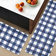 Anti Fatigue Waterproof & Non-Skid Cushioned Washable  Modern Farmhouse Plaid 2 Piece Set, 17“*30”+17“*47”