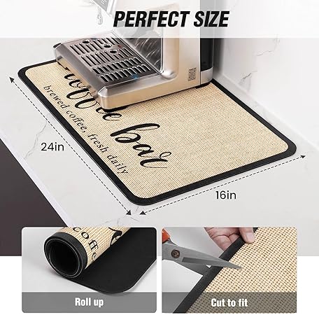 Absorbent Rubber Backed Quick Drying Mat Fit Under Coffee Maker Espres –  Modern Rugs and Decor