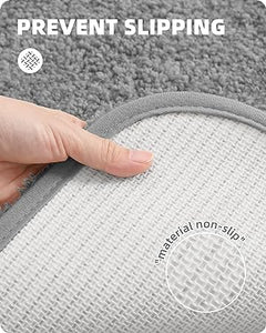 Upgrade Your Bathroom with Soft Plush White Microfiber Bath Mat - Non Slip, Absorbent, Washable, Quick Dry, 16"x24" Bath Rug Bathroom Carpet for Shower