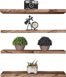 Nature Wood Floating Shelves for Wall Decor, Set of 4 Wooden 36 Inch
