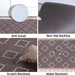 Set of 2- Cushioned Anti Fatigue Kitchen Mat 17"x47"+17"x29",