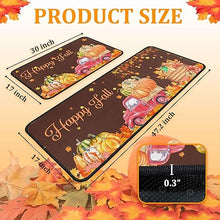 Non Skid Washable, Seasonal Fall Holiday Party Autumn Harvest Thanksgiving Kitchen Mat 17"x47"+17"x30"